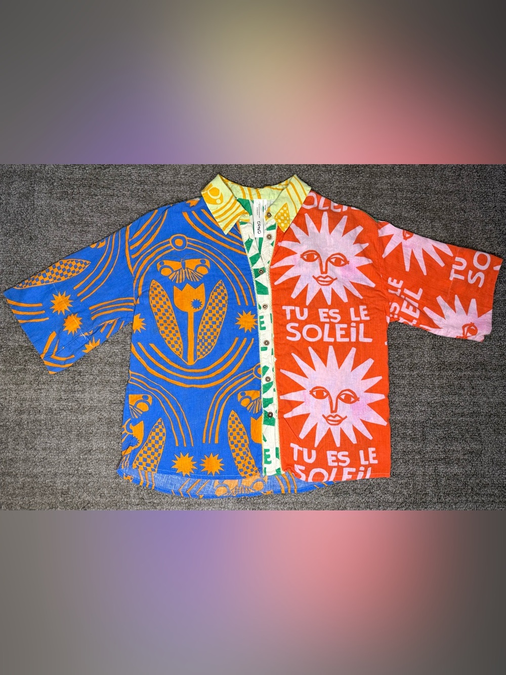 Anthropologie Blue & Orange Graphic Button-Down Shirt by Anisa Makhoul